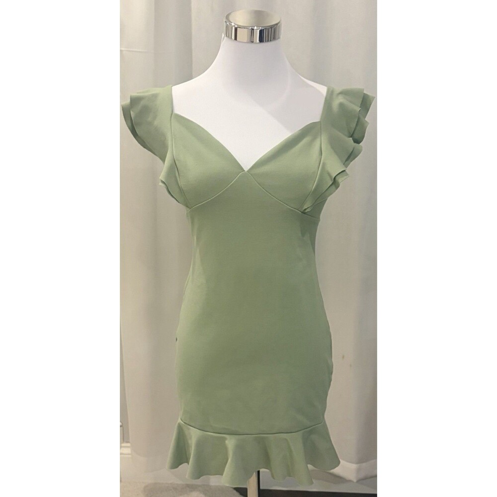 A Love Like You Women’s Classic Sage Green Ruffle Wedding Guest  Dress - Large